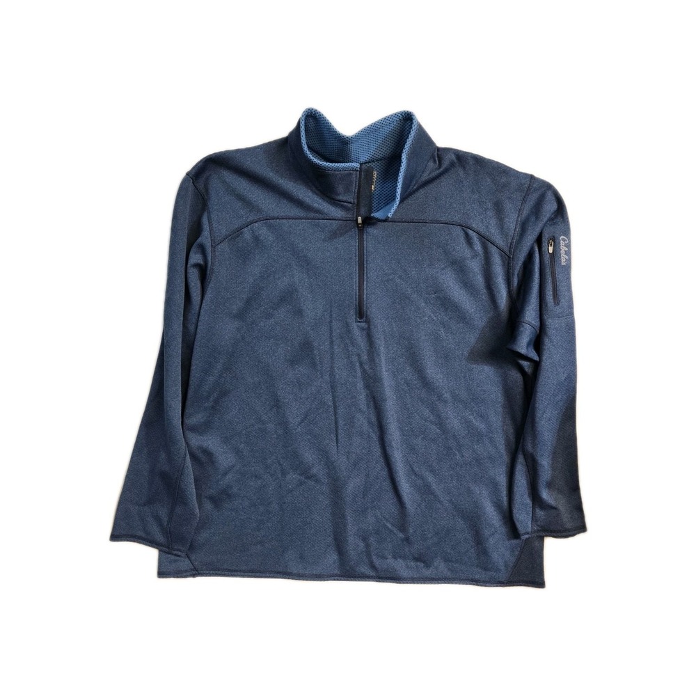 Cabela's Men's 2XL Blue Pull Over Athletic Shirt 1/4 Zip Up